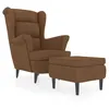 Image de vidaXL Fauteuil Ã  oreilles avec tabouret Marron Velours