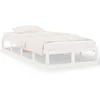 Image de vidaXL Cadre de lit Blanc 75x190 cm Petit simple Bois massif