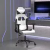Image de vidaXL Chaise de jeu de massage Blanc et noir Similicuir