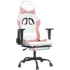 Image de vidaXL Chaise de jeu pivotante avec repose-pied Blanc&Rose Similicuir