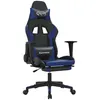 Image de vidaXL Chaise de jeu de massage et repose-pied Noir et bleu Similicuir