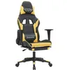 Image de vidaXL Chaise de jeu de massage et repose-pied Noir dorÃ© Similicuir