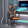 Image de vidaXL Chaise de jeu de massage et repose-pied Noir orange Similicuir