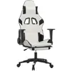 Image de vidaXL Chaise de jeu de massage avec repose-pied Blanc&Noir Similicuir