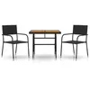 Image de Vidaxl Mobilier Ã DÃ®ner D'extÃ©rieur 3 Pcs RÃ©sine TressÃ©e Noir