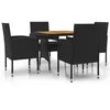 Image de Vidaxl Mobilier Ã DÃ®ner D'extÃ©rieur 5 Pcs RÃ©sine TressÃ©e Noir