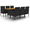 Image de Vidaxl Mobilier Ã DÃ®ner D'extÃ©rieur 7 Pcs RÃ©sine TressÃ©e Noir