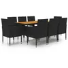Image de Vidaxl Mobilier Ã DÃ®ner D'extÃ©rieur 9 Pcs RÃ©sine TressÃ©e Noir