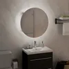 Image de vidaXL Armoire de salle de bain miroir rond et LED Blanc 40x40x17,5 cm