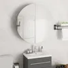 Image de vidaXL Armoire de salle de bain miroir rond et LED Noir 54x54x17,5 cm
