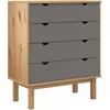 Image de vidaXL Commode OTTA Marron et gris 76,5x39,5x90 cm Bois de pin massif