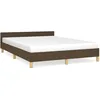 Image de vidaXL Cadre de lit avec tÃªte de lit Marron foncÃ© 140x200 cm Tissu