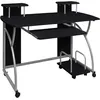 Image de Bureau d'ordinateur 110x52x88,5 cm en bois contreplaquÃ© noir avec Ã©tagÃ¨re