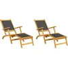 Image de Vidaxl Chaises Longues D'extÃ©rieur 2 Pcs Acacia Massif Et TextilÃ¨ne