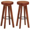 Image de Vidaxl Tabourets De Bar 2 Pcs Cuir VÃ©ritable Et Bois D'acacia Solide