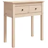 Image de Table console 70x35x75 cm en pin massif rustique avec 2 tiroirs et cadre stable Ã