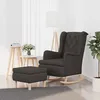 Image de vidaXL Fauteuil avec pieds Ã  bascule et tabouret Gris foncÃ© Tissu