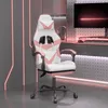 Image de vidaXL Chaise de jeu pivotante et repose-pied Blanc et rose Similicuir