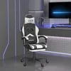 Image de vidaXL Chaise de jeu pivotante et repose-pied Noir et blanc Similicuir