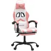 Image de vidaXL Chaise de jeu pivotante et repose-pied Blanc et rose Similicuir