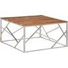 Image de vidaXL Table basse argentÃ© acier inoxydable et bois massif d'acacia