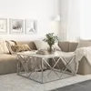 Image de vidaXL Table basse argentÃ© acier inoxydable et verre trempÃ©