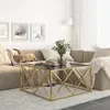 Image de vidaXL Table basse dorÃ© acier inoxydable et verre trempÃ©