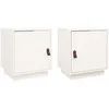 Image de vidaXL Tables de chevet 2 pcs Blanc 40x34x45 cm Bois de pin massif