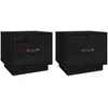 Image de vidaXL Tables de chevet 2 pcs Noir 40x34x35 cm Bois de pin massif