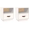Image de vidaXL Tables de chevet 2 pcs Blanc 40x34x45 cm Bois de pin massif