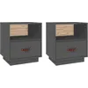 Image de vidaXL Tables de chevet 2 pcs Gris 40x34x45 cm Bois de pin massif