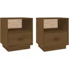Image de vidaXL Tables de chevet 2pcs Marron miel 40x34x45cm Bois de pin massif