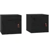 Image de vidaXL Armoires murales 2 pcs Noir 31,5x30x30 cm Bois de pin massif