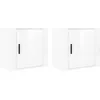 Image de vidaXL Tables de chevet murales 2 pcs Blanc brillant 50x30x47 cm