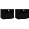 Image de vidaXL Tables de chevet murales 2 pcs Noir 50x36x40 cm