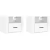 Image de vidaXL Tables de chevet murales 2 pcs Blanc brillant 50x36x40 cm