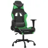 Image de vidaXL Chaise de jeu avec repose-pied Noir et vert Similicuir
