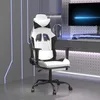 Image de vidaXL Chaise de jeu avec repose-pied Blanc et noir Similicuir