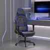 Image de vidaXL Chaise de jeu avec repose-pied Noir et bleu Similicuir