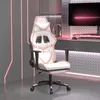 Image de vidaXL Chaise de jeu avec repose-pied Blanc et rose Similicuir