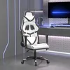 Image de vidaXL Chaise de jeu avec repose-pied Blanc et noir Similicuir