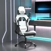 Image de vidaXL Chaise de jeu avec repose-pied Blanc et noir Similicuir