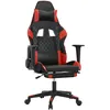 Image de vidaXL Chaise de jeu avec repose-pied Noir et rouge Similicuir