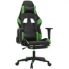 Image de vidaXL Chaise de jeu avec repose-pied Noir et vert Similicuir