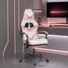 Image de vidaXL Chaise de jeu avec repose-pied Blanc et rose Similicuir
