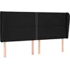 Image de vidaXL TÃªte de lit avec oreilles Noir 203x23x118/128 cm Tissu