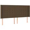 Image de vidaXL TÃªte de lit avec oreilles Marron foncÃ© 183x16x118/128 cm Tissu
