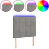 Image de vidaXL TÃªte de lit Ã  LED Gris clair 80x5x118/128 cm Velours