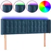 Image de vidaXL TÃªte de lit Ã  LED Bleu foncÃ© 147x16x78/88 cm Velours