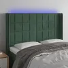 Image de Vidaxl TÃªte De Lit Ã Led Vert FoncÃ© 147x16x118/128 Cm Velours